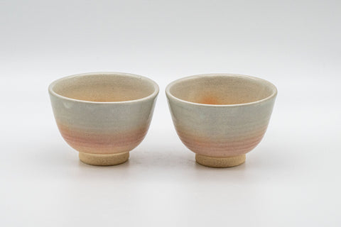 Japanese Teacups - Tsubaki Kiln (椿窯, 天鵬山) Pair of Hagi-yaki Senchawan - 95ml