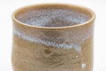 Japanese Teacup - Hare's Fur Stoneware Tsutsu-gata Yunomi - 185ml - closeup of the lip with the bluish-white hare's fur glaze