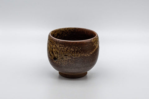 Japanese Teacup - Dark Brown Glazed Yunomi - 145ml - front view of the dark brown glaze