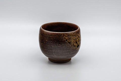 Japanese Teacup - Dark Brown Glazed Yunomi - 145ml - three-quarter front view