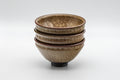 Japanese Teacups - Set of 3 古川利男 Tenmoku-gata Kiyomizu-yaki Senchawan - 140ml - the three teacups stacked
