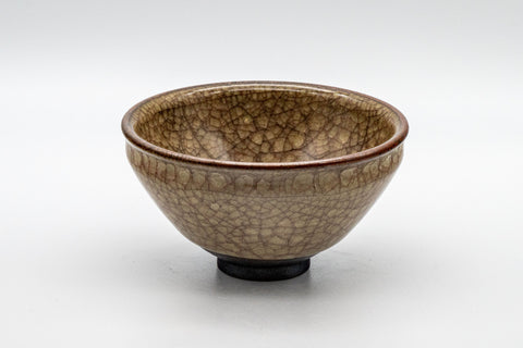 Japanese Teacups - Set of 3 古川利男 Tenmoku-gata Kiyomizu-yaki Senchawan - 140ml - a single teacup, front view