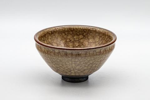 Japanese Teacups - Set of 3 古川利男 Tenmoku-gata Kiyomizu-yaki Senchawan - 140ml - a single teacup, front view