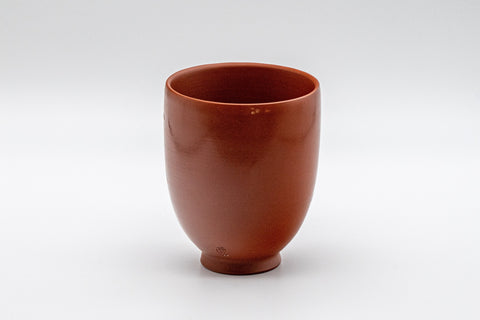 Japanese Teacup - 金水 Kanamizu - Engraved Red Shudei Tokoname-yaki Yunomi - 200ml