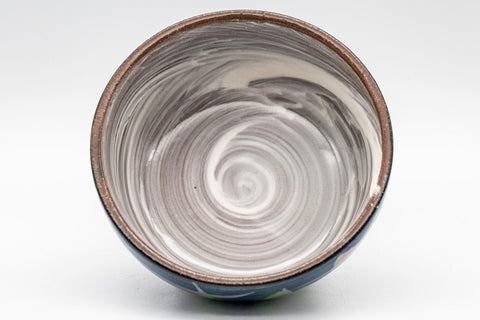 Japanese Teacups - Set of 3 Floral Yunomi - 90ml - overhead closeup of one teacup interior