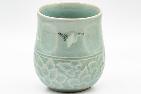 Japanese Teacups - Couple's Pair of Ishiyama Celadon Dojimari-gata Yunomi - 165ml - Tezumi