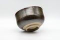 Tezumi — Japanese Matcha Bowl - Drip Glazed Hantsutsu-gata Chawan - 500ml — tipped to show the interior