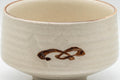 Japanese Matcha Bowl - Cream Glazed Hantsutsu-gata Chawan - 450ml - three-quarter view of the painted motif