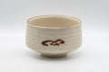 Japanese Matcha Bowl - Cream Glazed Hantsutsu-gata Chawan - 450ml - front three-quarter view showing the interior