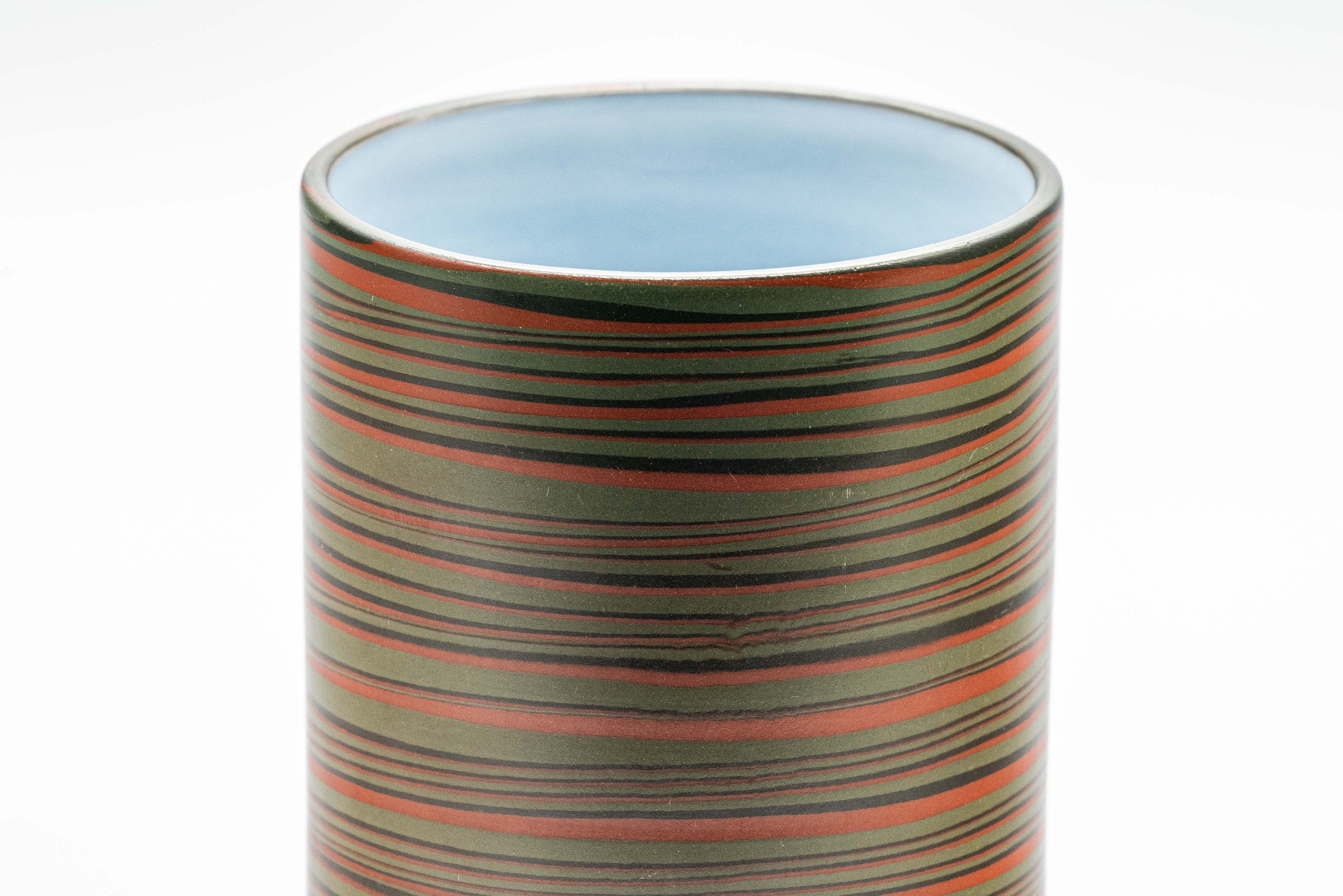 Tezumi Unzen Kiln Nerikomi Tokoname-yaki Tsutsu-gata Yunomi Teacup - Thumbnail 5