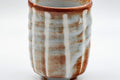 Japanese Teacups - Pair of Akayama Kiln Tsutsu-gata Yunomi - 170ml - front view of a single cup showing the white stripes