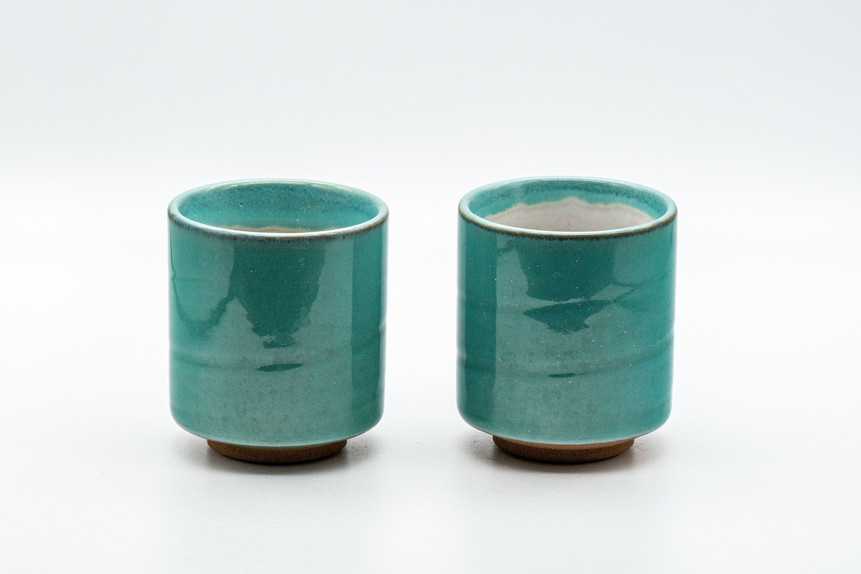 Japanese Teacups - Pair of Turquoise Tsutsu-gata Yunomi - 150ml