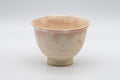 Japanese Teacup - Gohonte Hagi-yaki Yunomi by Tsubaki Kiln - 130ml - front view of the gohonte glaze with warm beige spots