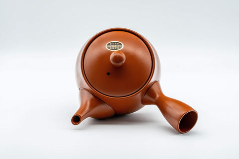 Japanese Kyusu - Koyo Plum Blossom Tokoname-yaki Teapot - 375ml - overhead view of the teapot and lid