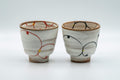 Japanese Teacups - Pair of Brush Glazed Hasami-yaki Yunomi - 170ml - the pair side by side, front view