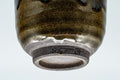 Japanese Teacups - Set of 3 Olive Green Turquoise Koishiwara-yaki Yunomi - 100ml - closeup of a single teacup at a low angle