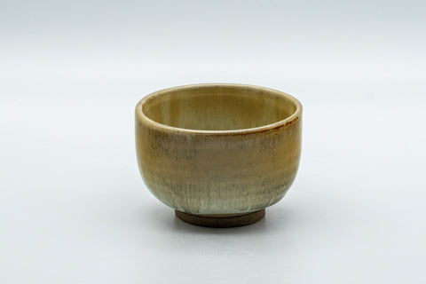 Japanese Teacups - Set of 3 Hare's Fur Glazed Wan-nari Yunomi - 100ml - a single teacup, front view
