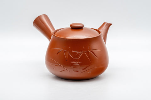 Tezumi — Japanese Tea Set - Tokoname-yaki Nasu-gata Debeso Kyusu with 5 Yunomi - 300ml — the teapot side view with the handle