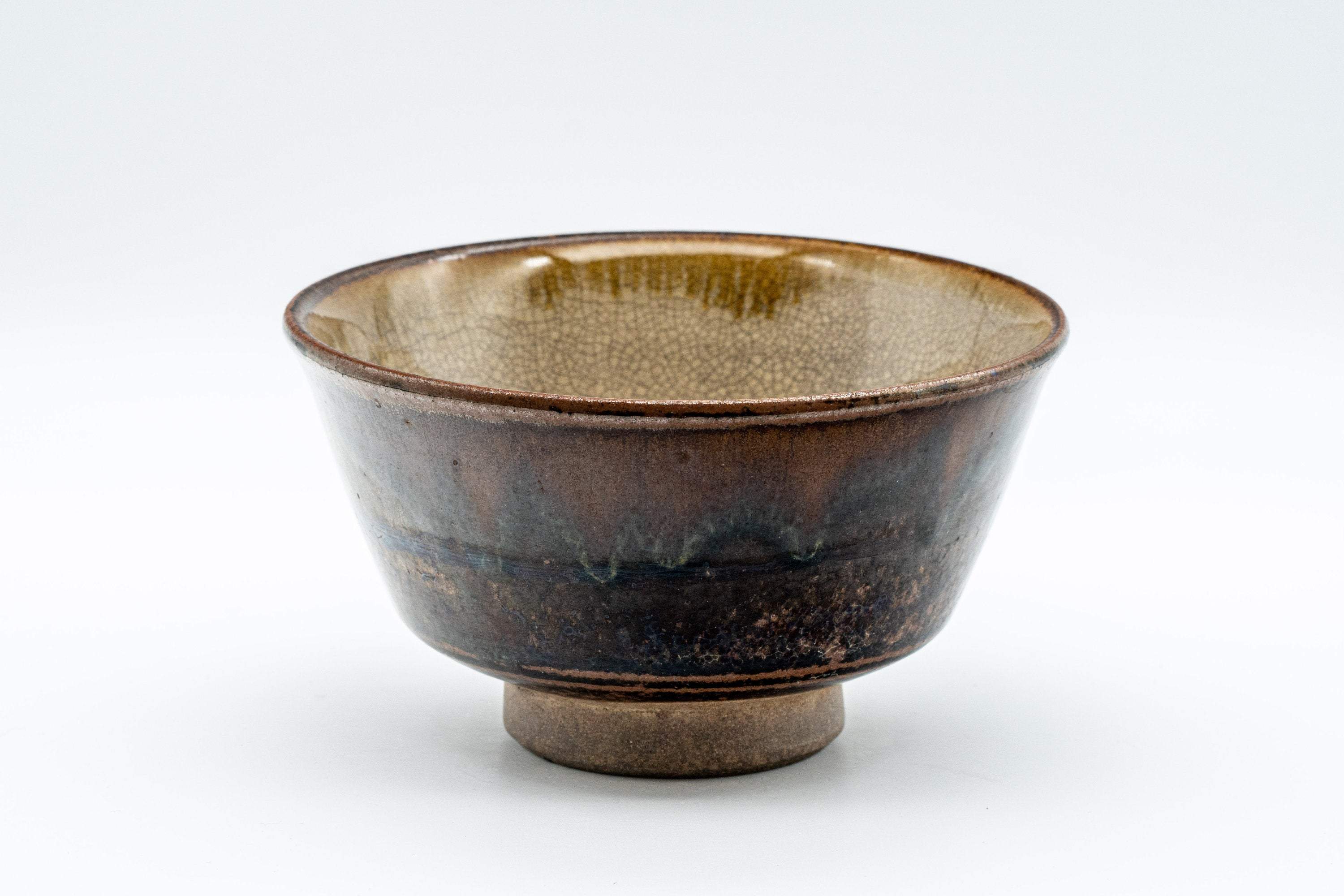 Japanese Matcha Bowl - Crazed and Mottled Drip Glazed Chawan - 350ml - Thumbnail 2