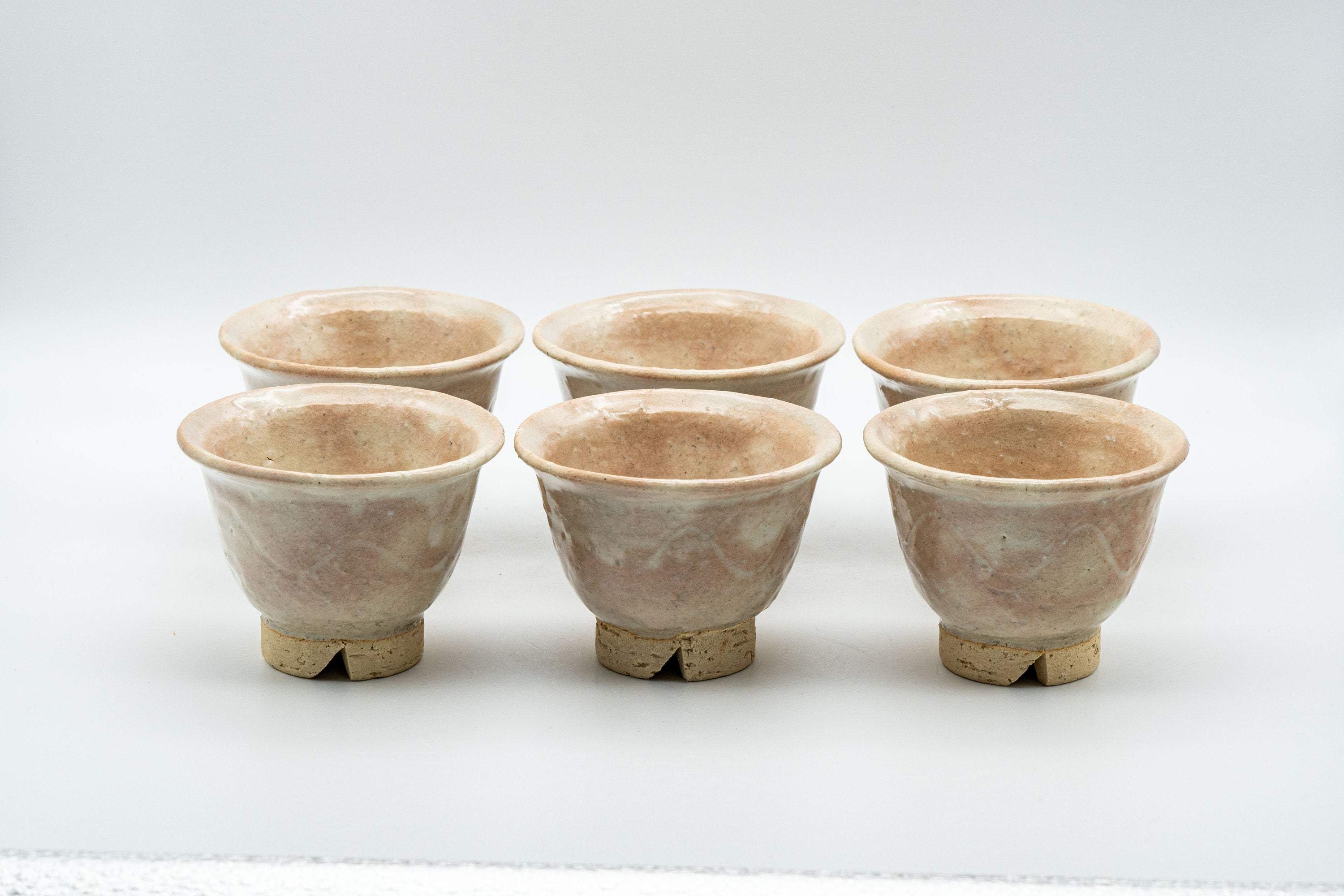 Japanese Tea Set - 萩焼 Hagi-yaki Houhin-style Do-ake Kyusu with 6 Senchawan - 450ml - Tezumi