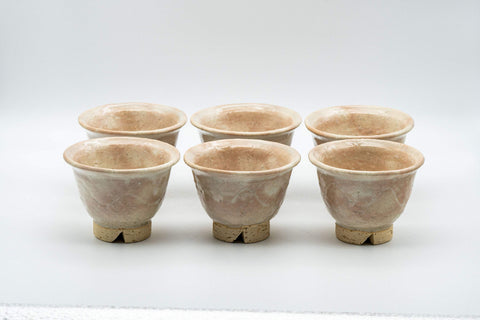 Tezumi — Japanese Tea Set - 萩焼 Hagi-yaki Houhin-style Do-ake Kyusu with 6 Senchawan - 450ml — closeup of the decoration