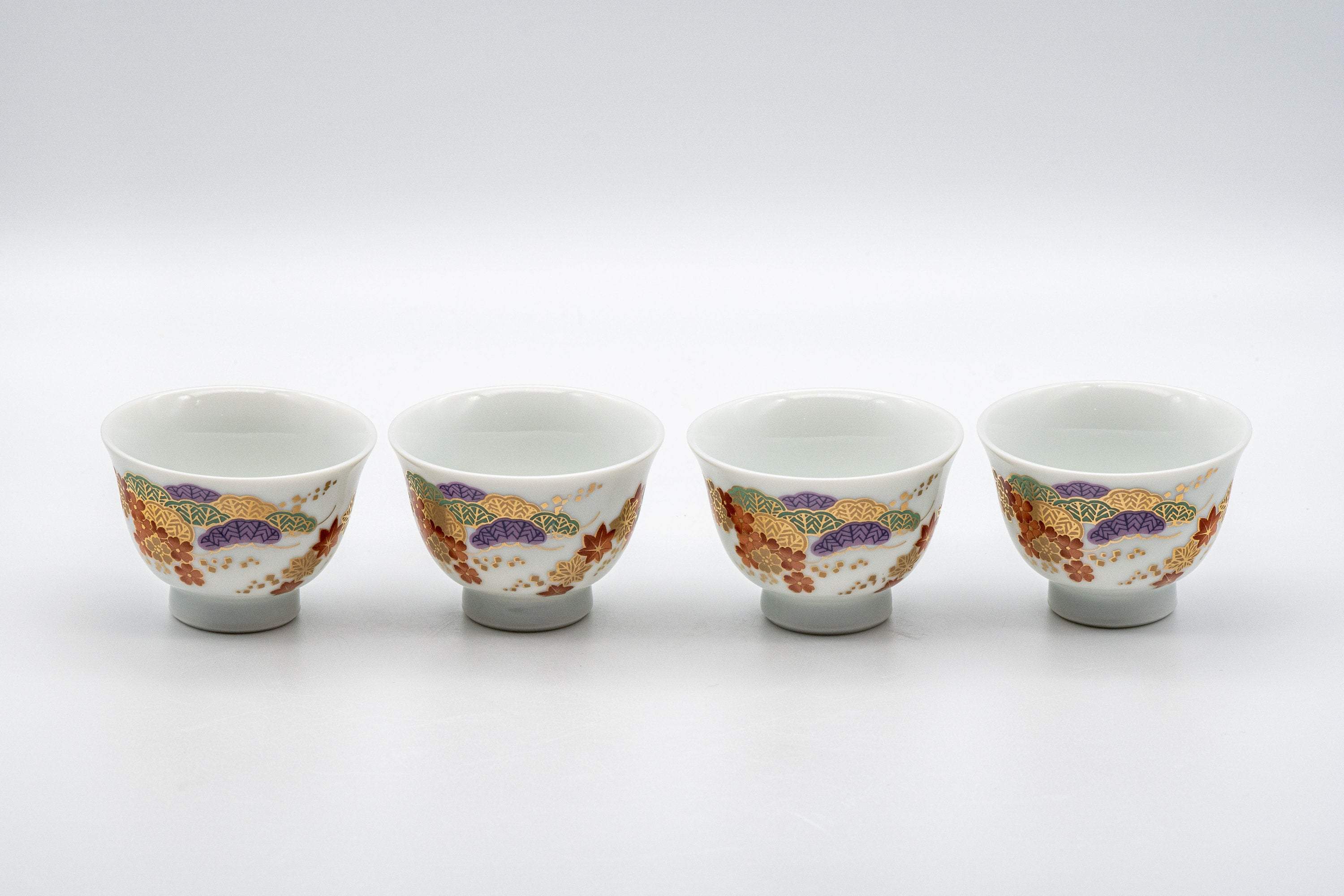 Japanese Senchado Tea Set - Porcelain Houhin, Katakuchi, and 4 Gyokurowan - 125ml - Tezumi