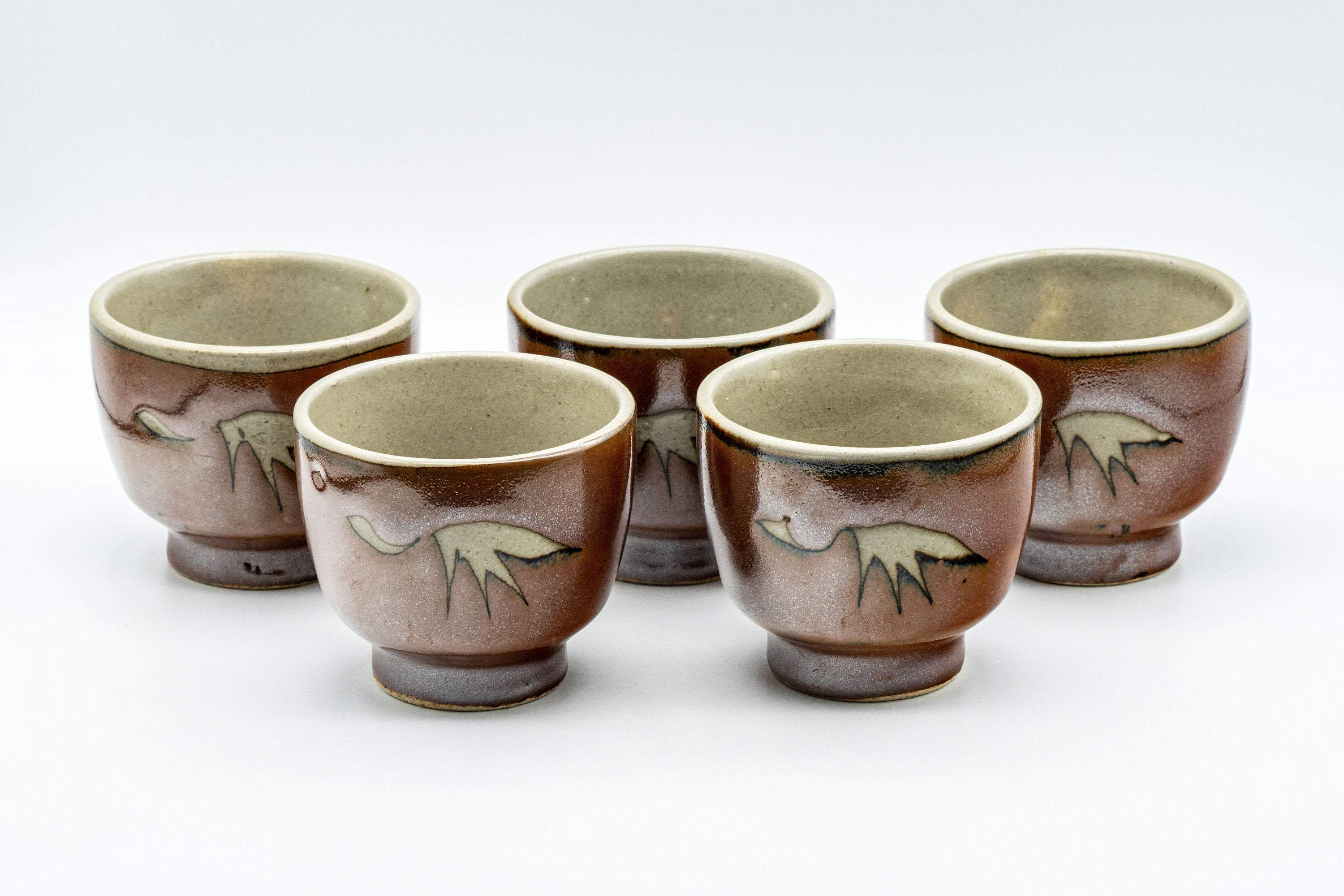 Japanese Tea Set - Glazed Kyusu with 5 Yunomi - 400ml - Tezumi