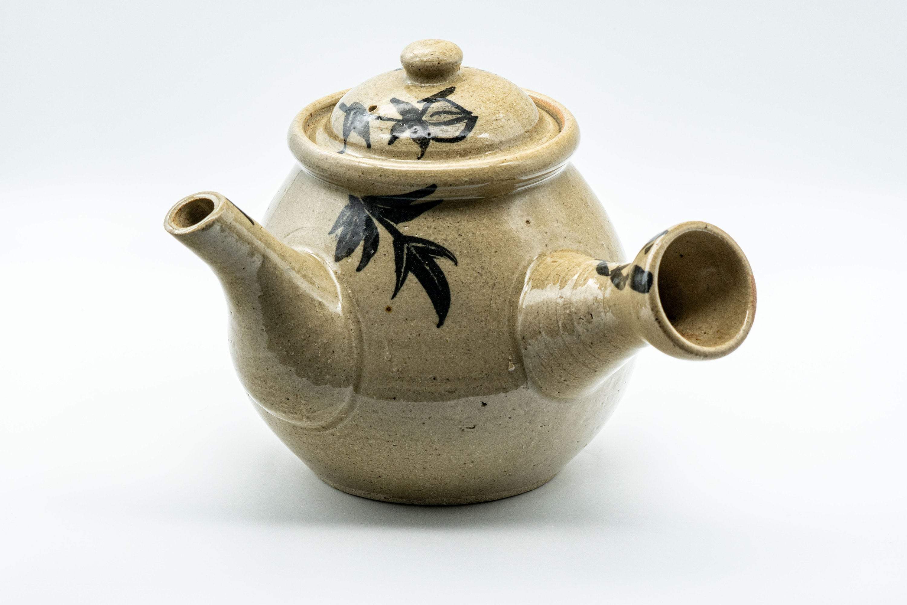 Japanese Kyusu - Large Floral Nasu-gata Do-ake Teapot - 900ml - Tezumi