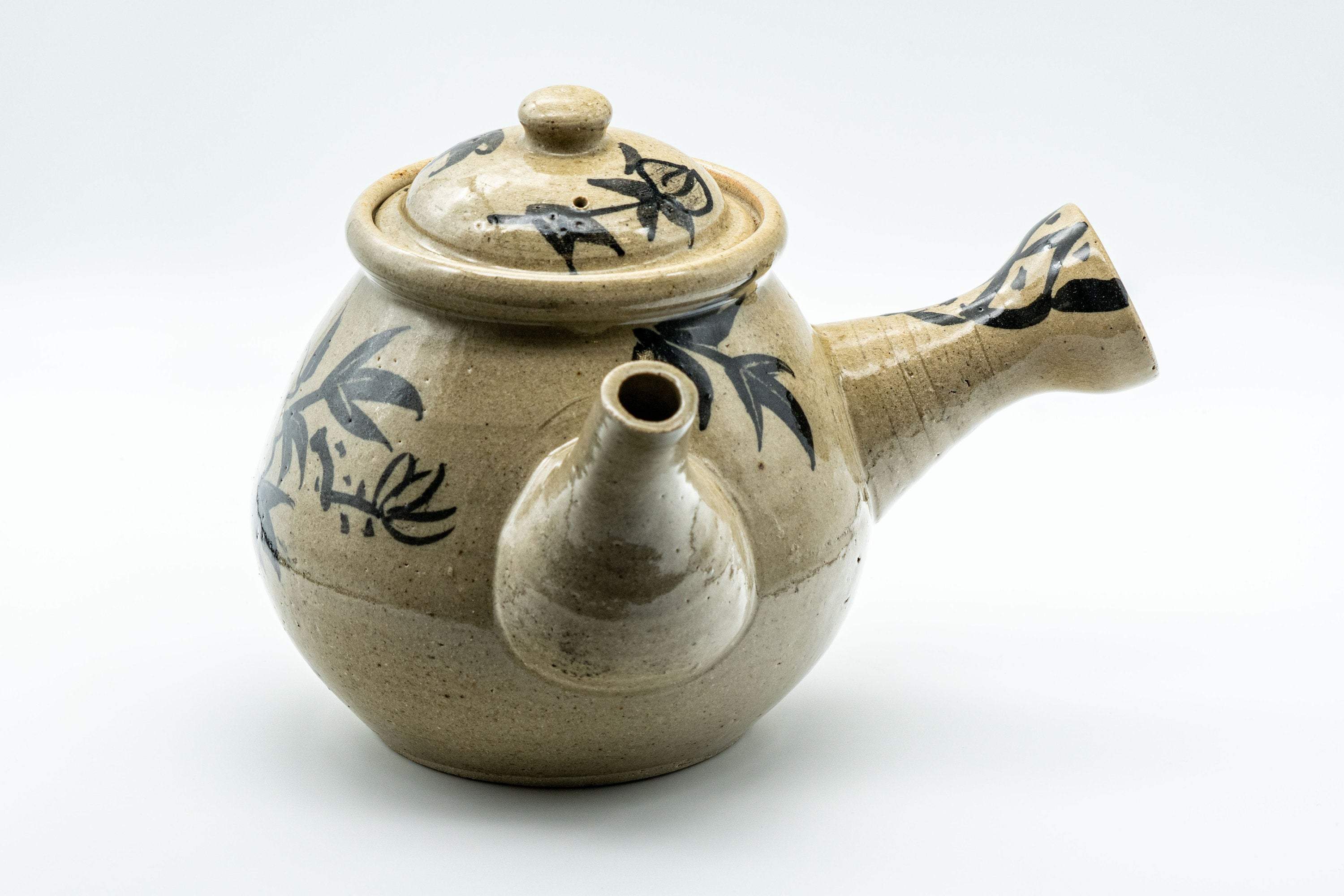 Japanese Kyusu - Large Floral Nasu-gata Do-ake Teapot - 900ml - Tezumi