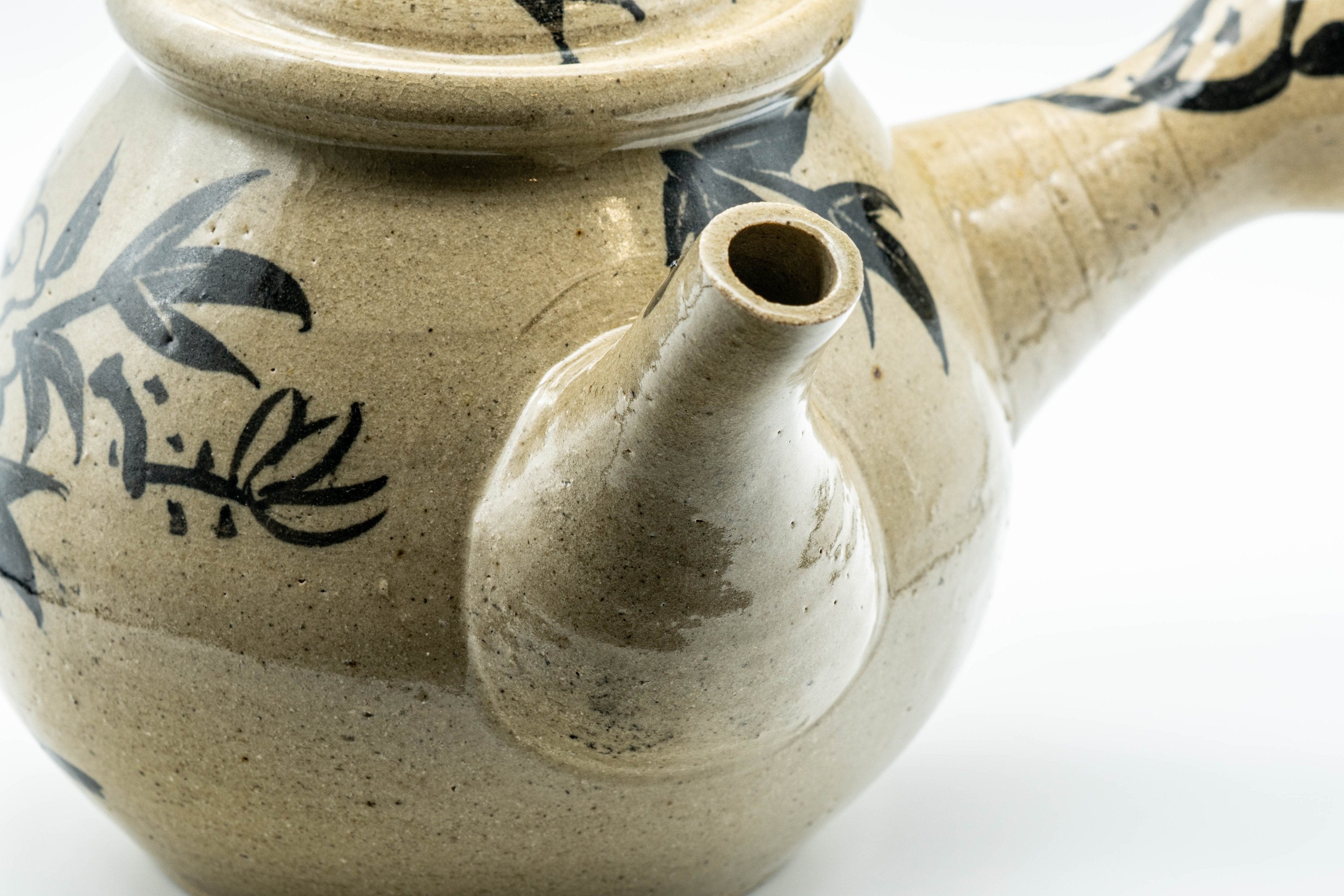 Japanese Kyusu - Large Floral Nasu-gata Do-ake Teapot - 900ml - Tezumi