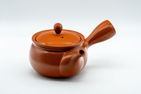 Japanese Kyusu - まみや Tokoname-yaki Teapot - 380ml - side view showing the hollow side handle