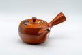 Japanese Kyusu - 伊勢窯 Floral Tokoname-yaki Teapot - 350ml - side view of the teapot
