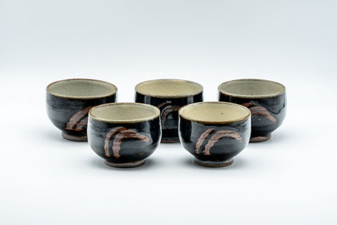 Tezumi — Japanese Tea Set - 陶幸 Do-ake Kyusu with 5 Yunomi - 350ml — closeup of a single piece