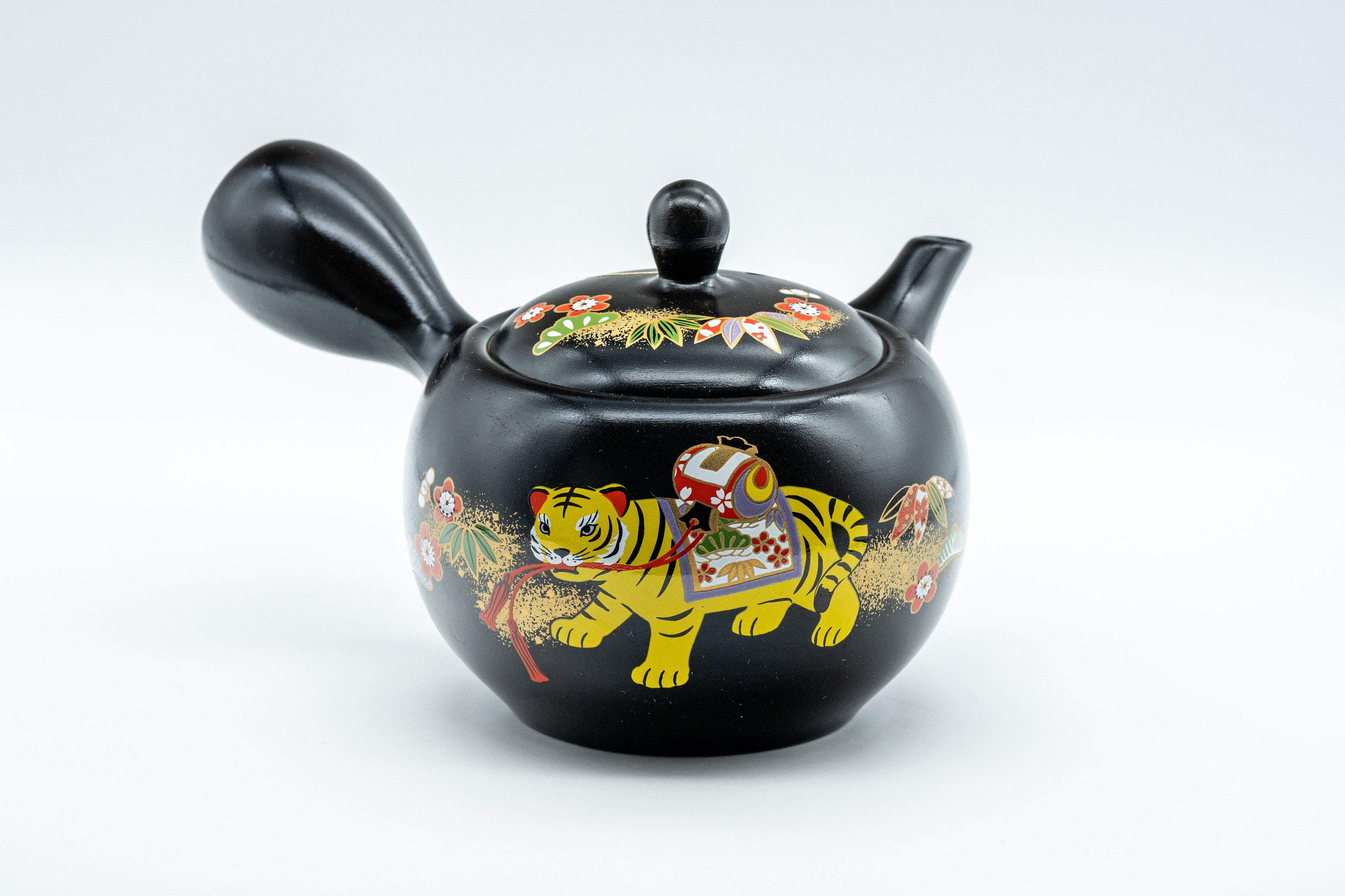 Japanese Kyusu - 盛山窯 Year of the Tiger, Black Kurodei Tokoname-yaki Teapot - 380ml - Tezumi