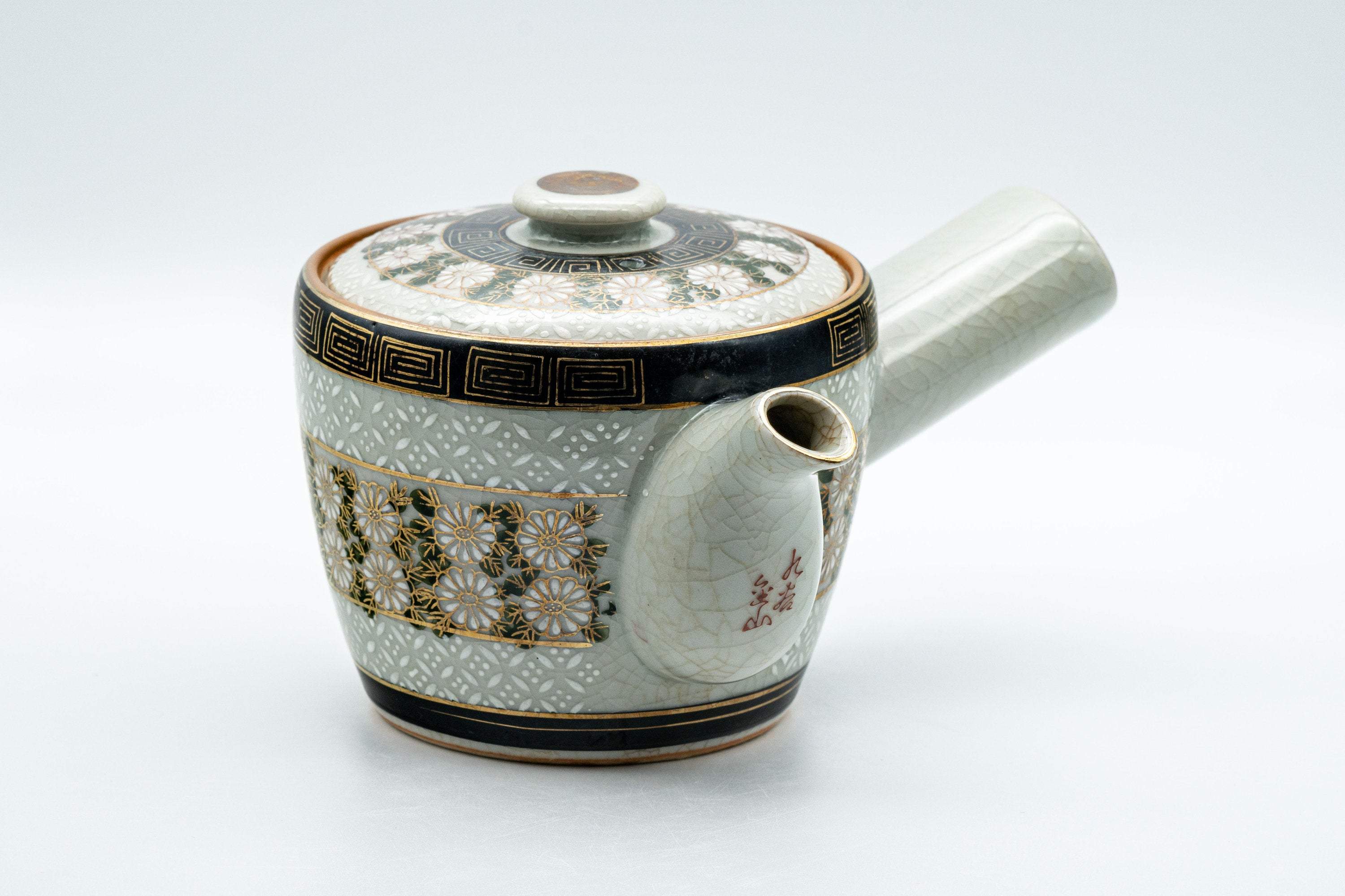 Japanese Kyusu - 九谷永楽 Floral Kutani-yaki Debeso Teapot - 350ml - Tezumi