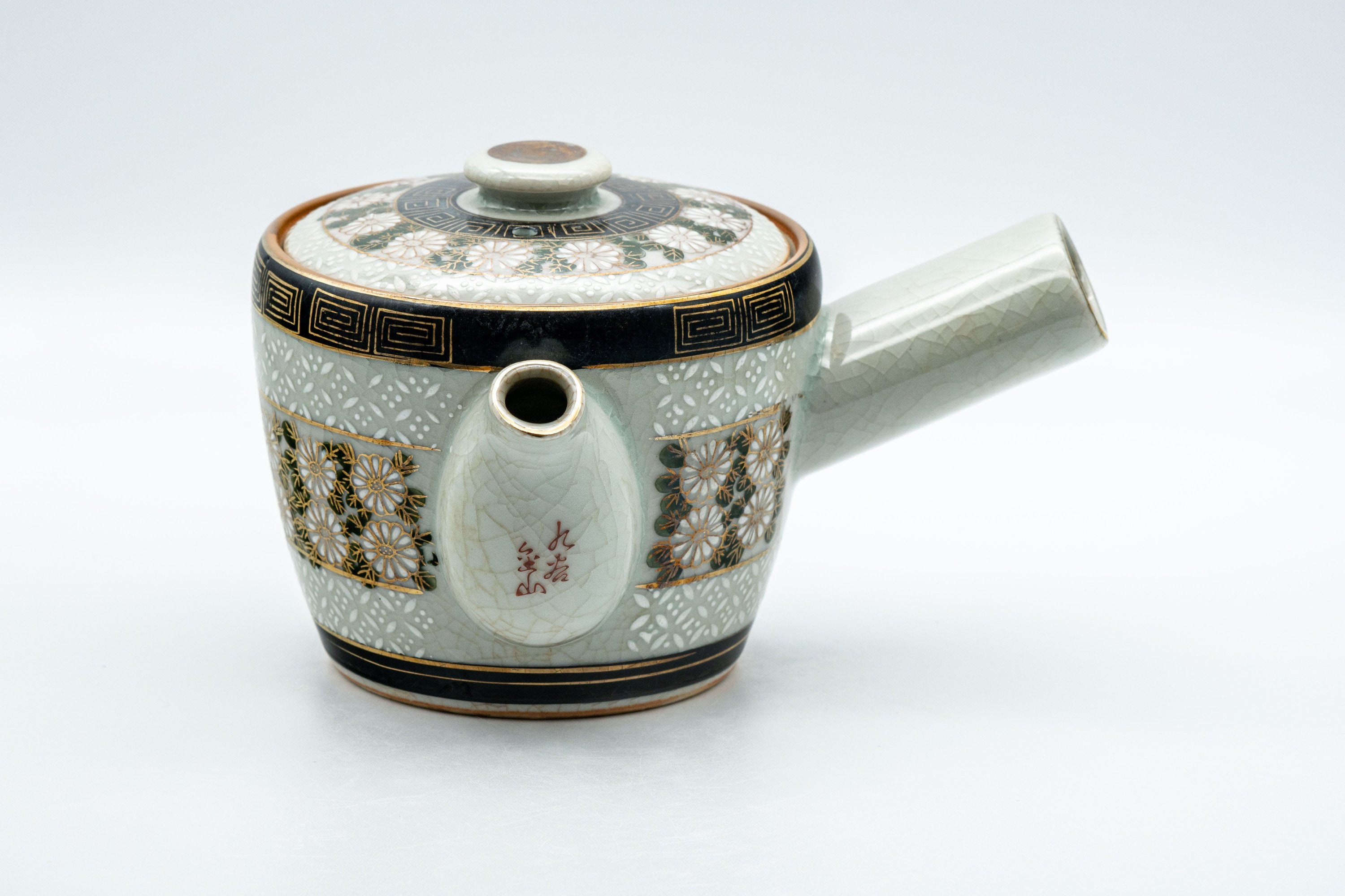 Japanese Kyusu - 九谷永楽 Floral Kutani-yaki Debeso Teapot - 350ml - Tezumi
