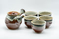 Tezumi — Japanese Tea Set - Maru-gata Do-ake Kyusu with 5 Yunomi — the full set arranged together