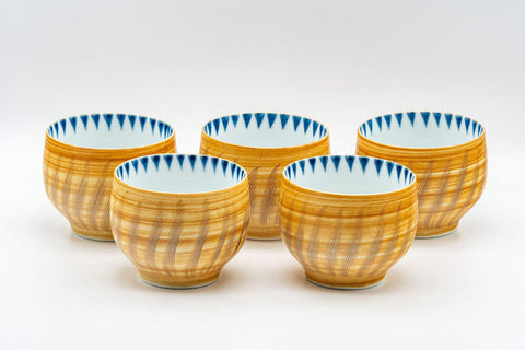 Japanese Tea Set - 有田焼 Porcelain Debeso Kyusu with 5 Yunomi - Tezumi