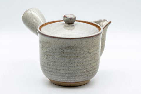 Japanese Kyusu - 萩焼 Houhin-style Hagi-yaki Do-ake Teapot - 450ml - side profile view with the side handle