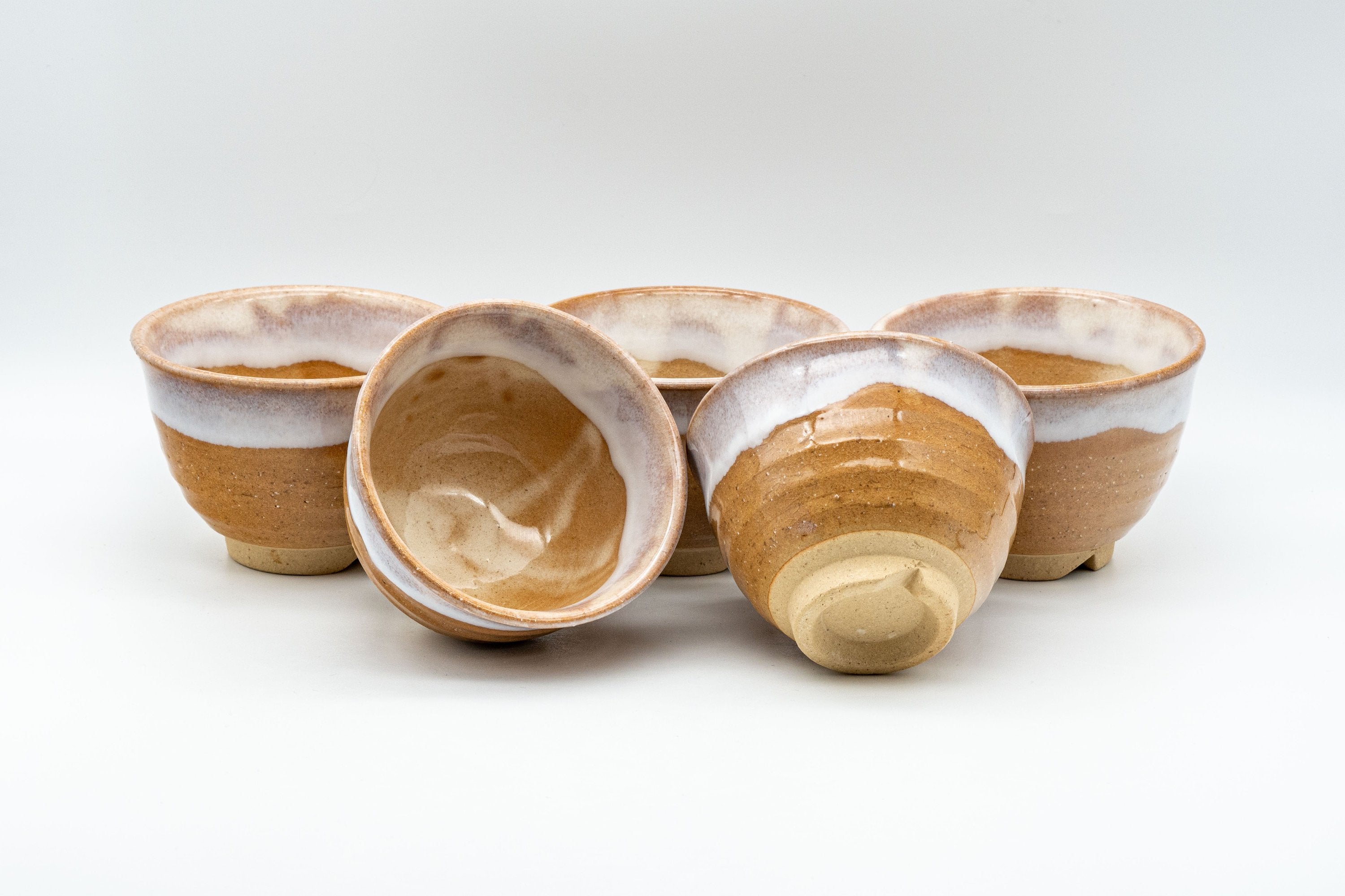 Japanese Tea Set - 萩殿窯 Hagi-yaki Houhin-style Do-ake Kyusu with 5 Senchawan - 450ml - Tezumi