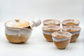 Tezumi — Japanese Tea Set - 萩殿窯 Hagi-yaki Houhin-style Do-ake Kyusu with 5 Senchawan - 450ml — the full set arranged together