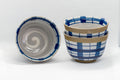 Japanese Teacups - Set of 3 Stoneware Senchawan - 100ml - the cups showing the crazed white-glazed interiors