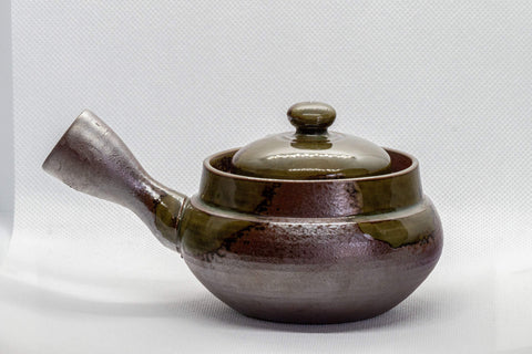 Japanese Kyusu - 萬古焼 Green Ash Glazed Banko-yaki Teapot - 215ml