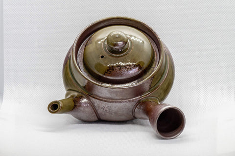 Japanese Kyusu - 萬古焼 Green Ash Glazed Banko-yaki Teapot - 215ml