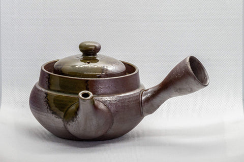 Japanese Kyusu - 萬古焼 Green Ash Glazed Banko-yaki Teapot - 215ml