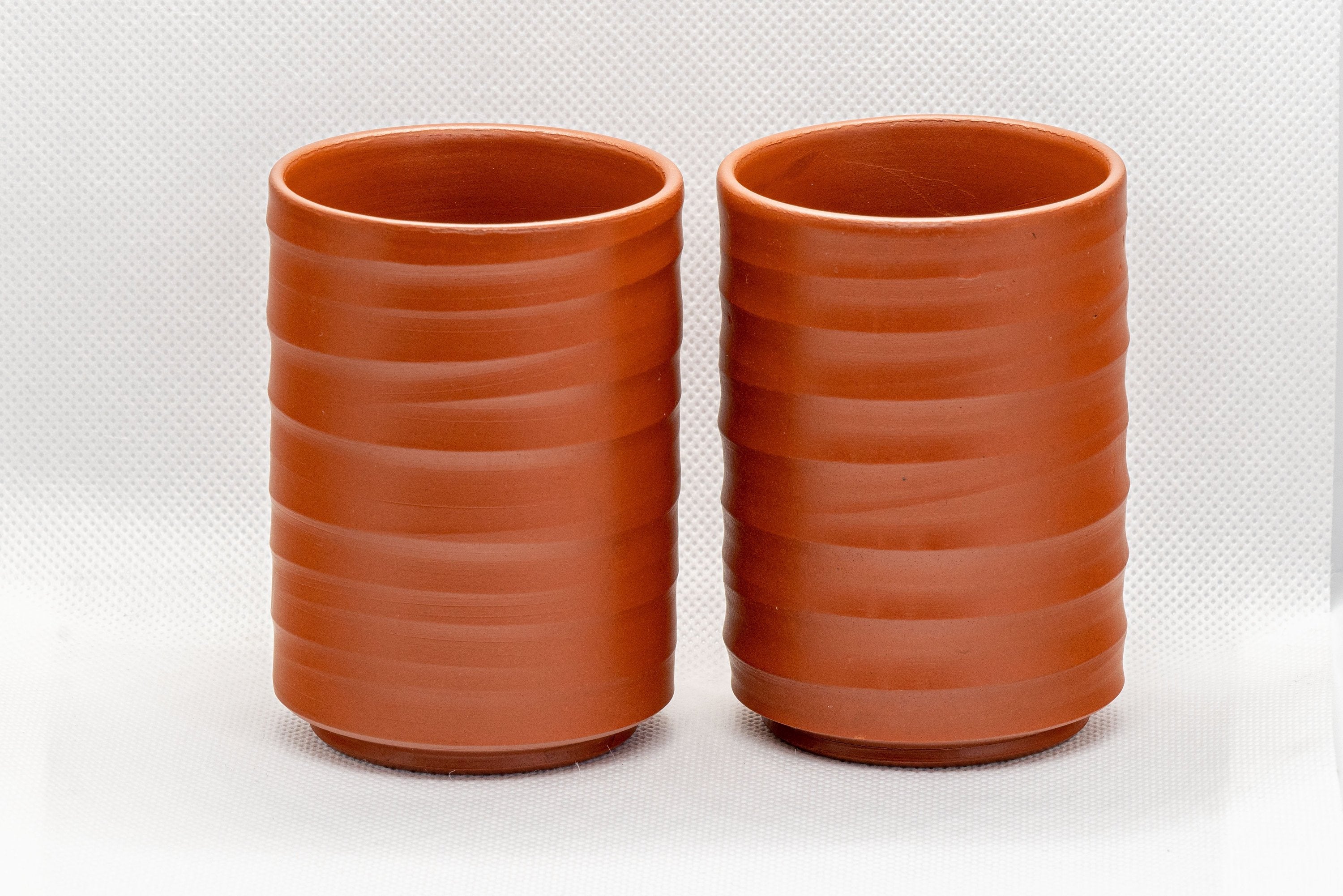 Japanese Teacups - Pair of Spiraled Tokoname-yaki Tsutsu-gata Yunomi - 175ml - Tezumi