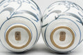 Japanese Teacups - Pair of Floral Tsutsu-gata Yunomi - 150ml - both cups on their sides showing the foot rings