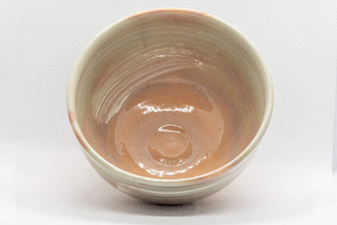 Tezumi — Nishio Kashu Shigaraki-yaki gohonte chawan, overhead view into the glazed interior