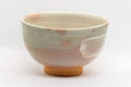 Tezumi — Shigaraki-yaki gohonte wan-nari chawan by Nishio Kashu, front view of the pale pink-spotted matcha bowl