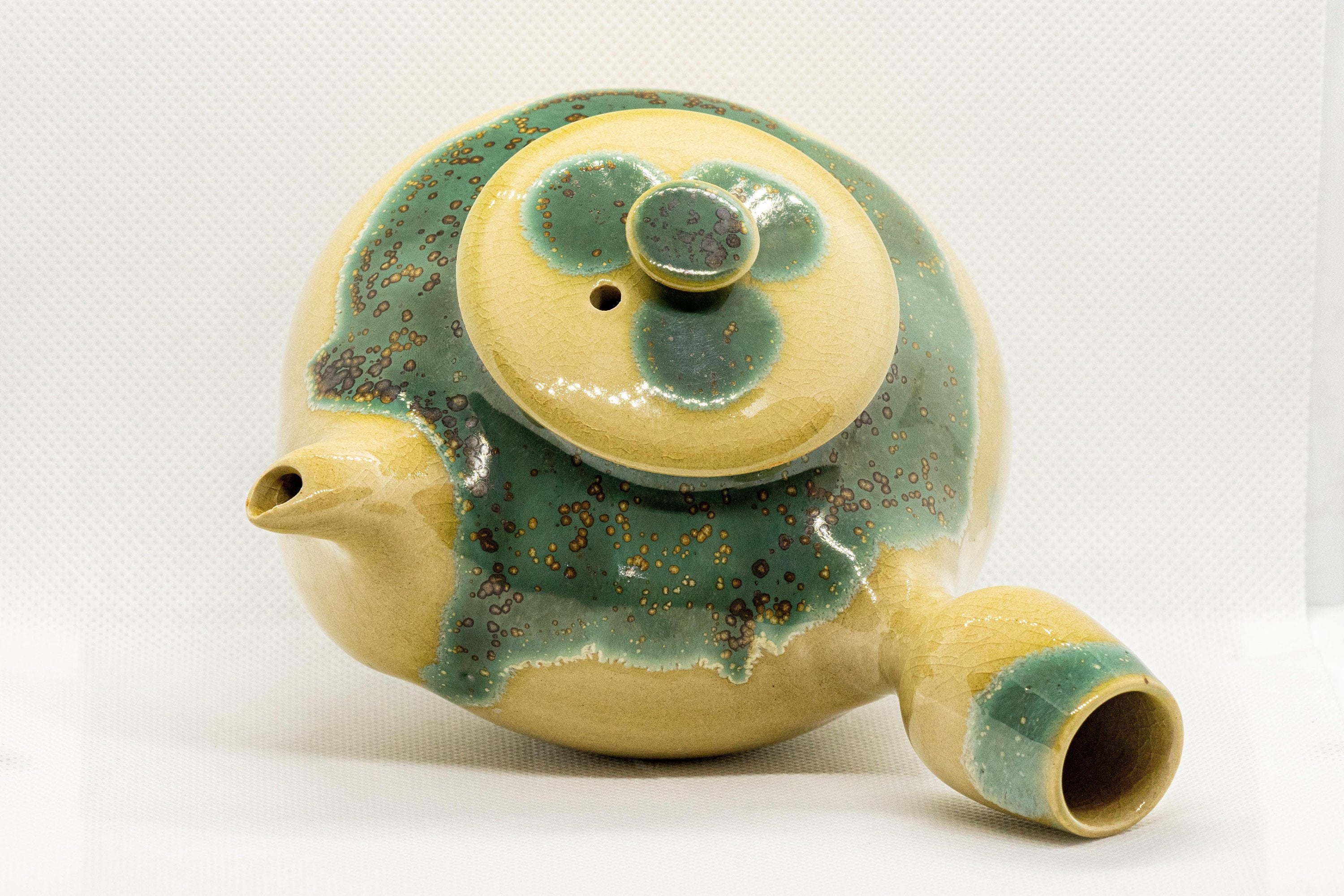 Japanese Kyusu - Agano-yaki teapot - gold-flecked blue-green enamel - 380ml - Tezumi